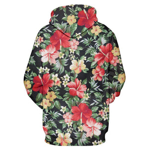 Hoodies With Cap Red Flowers